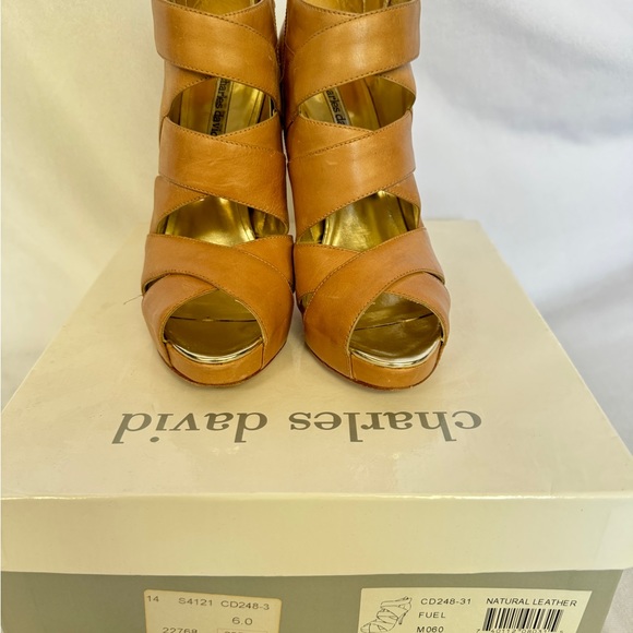 Charles David Tan/Nude Strappy Ankle heel/Boot Fuel Women’s Size 6 - Picture 4 of 8